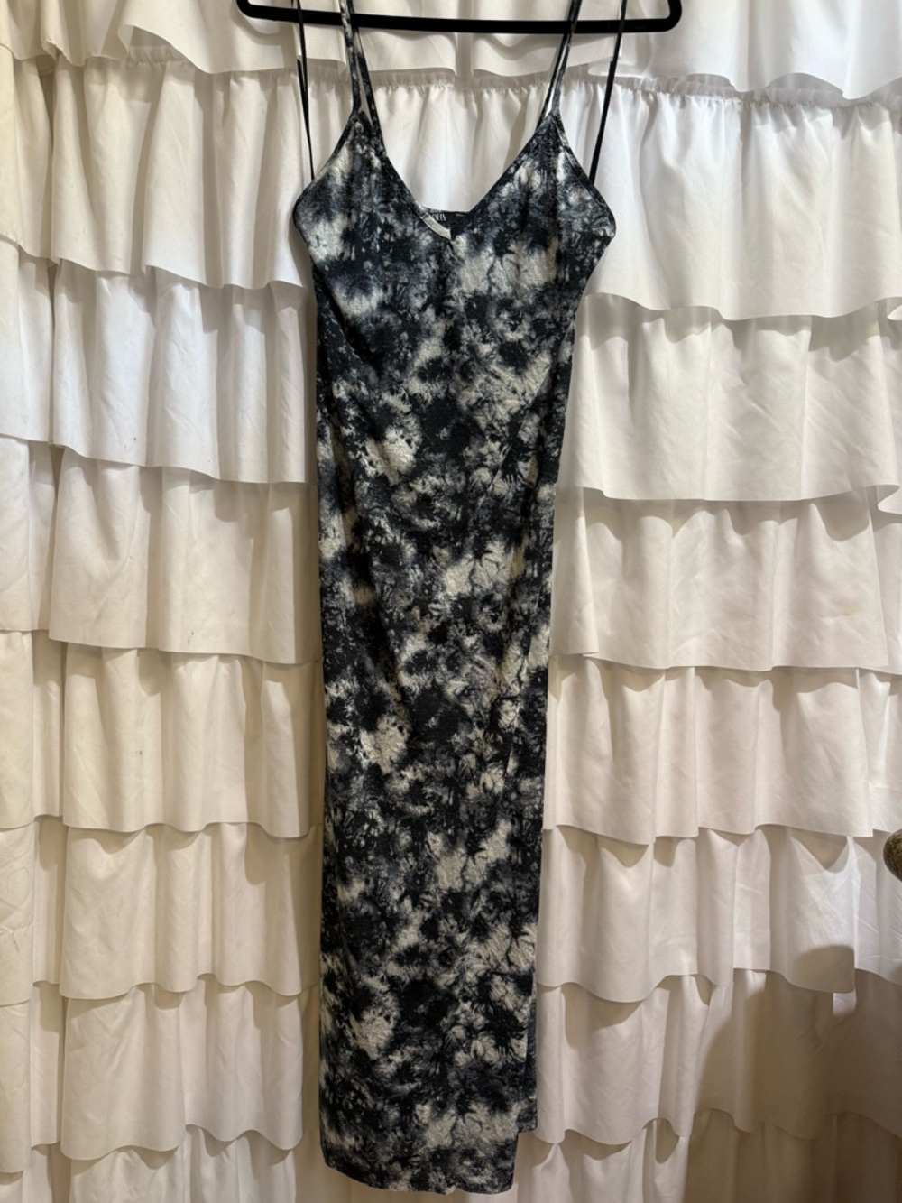 Zara Black & White Tie-Dye Midi Slip Dress